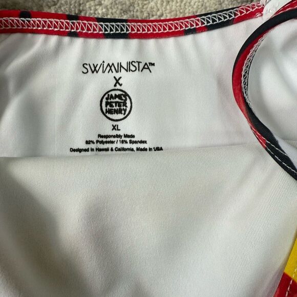 Swiminista X James Peter Henry girls Sydney print fringe swimsuit XL New - Picture 3 of 4